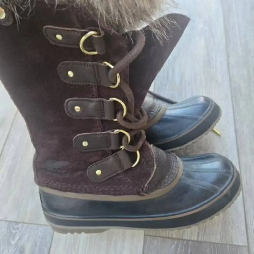 SOREL Joan Of Arc waterproof winter boots faux fur suede upper women's 7 brown w